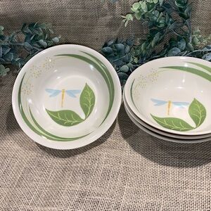4 Pfalzgraff Melamine Dragonfly 6 3/4” Bowls